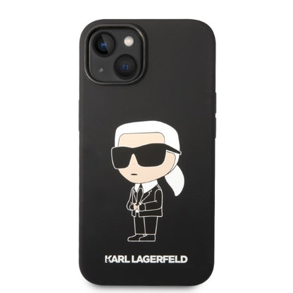 Funda MagSafe para Apple iPhone 14 Plus, Karl Lagerfeld, Silicona Ikonik Karl, Negra
