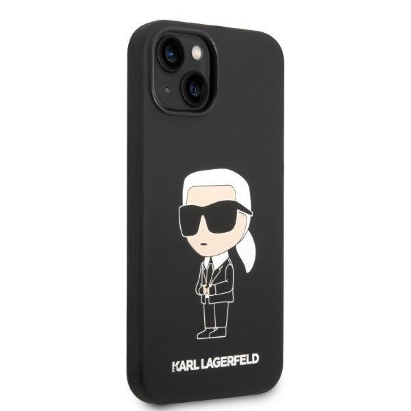 Funda MagSafe para Apple iPhone 14 Plus, Karl Lagerfeld, Silicona Ikonik Karl, Negra