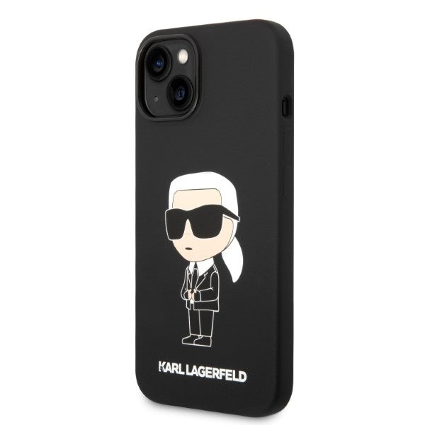 Funda MagSafe para Apple iPhone 14 Plus, Karl Lagerfeld, Silicona Ikonik Karl, Negra