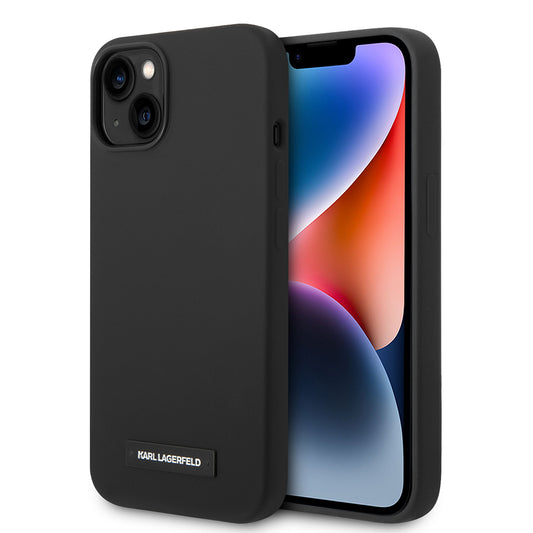 Funda MagSafe para Apple iPhone 14 Plus, Karl Lagerfeld, Placa de Silicona, Negra
