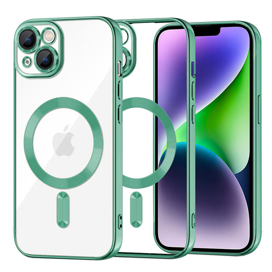 Funda MagSafe para Apple iPhone 14 Plus, Techsuit, Luxury Crystal, Verde Claro