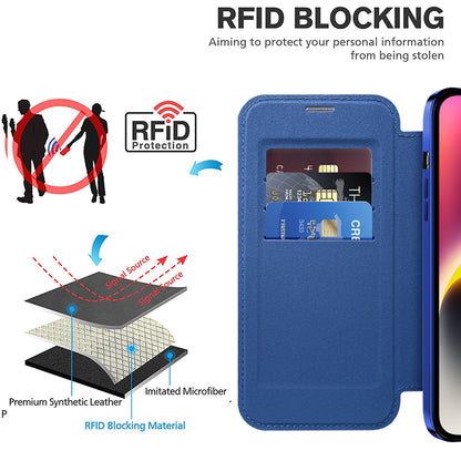 Funda MagSafe para Apple iPhone 14 Plus, Techsuit, SmartMag Book, Azul
