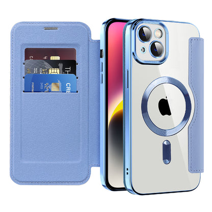 Funda MagSafe para Apple iPhone 14 Plus, Techsuit, SmartMag Book, Azul