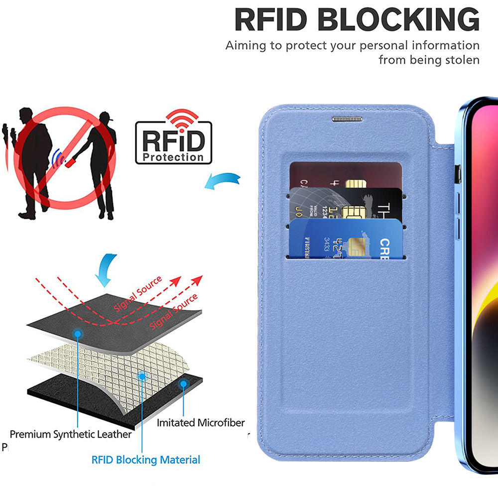 Funda MagSafe para Apple iPhone 14 Plus, Techsuit, SmartMag Book, Azul