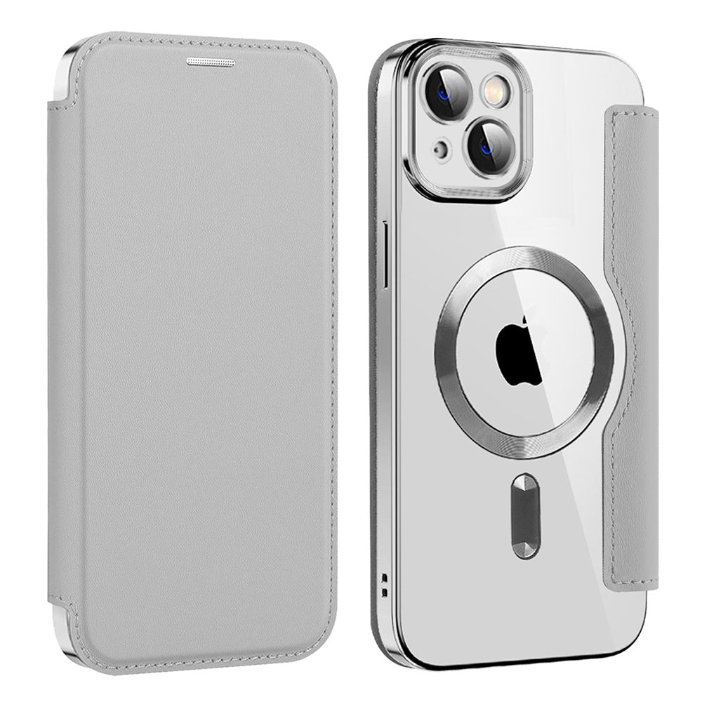 Funda MagSafe para Apple iPhone 14 Plus, Techsuit, SmartMag Book, Gris