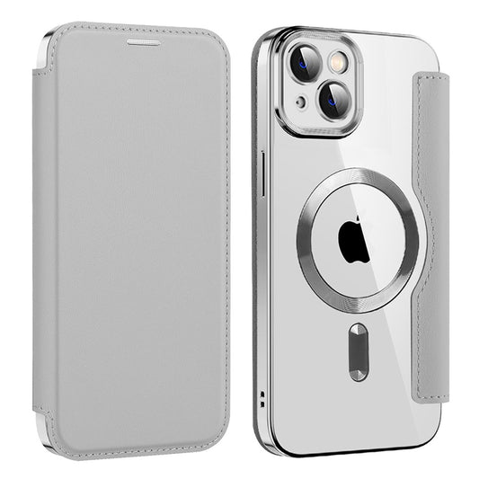Funda MagSafe para Apple iPhone 14 Plus, Techsuit, SmartMag Book, Gris