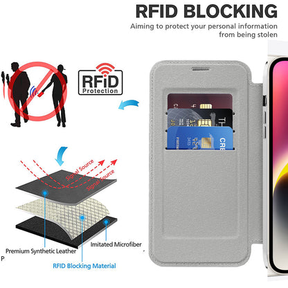 Funda MagSafe para Apple iPhone 14 Plus, Techsuit, SmartMag Book, Gris