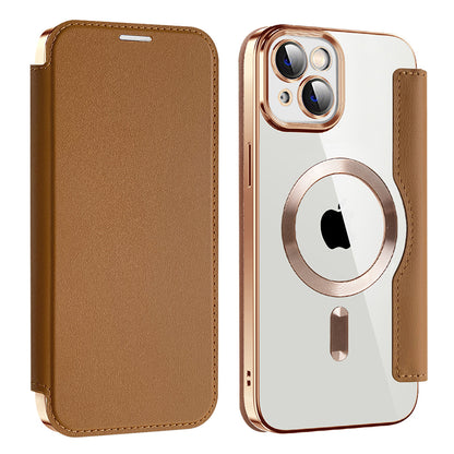 Funda MagSafe para Apple iPhone 14 Plus, Techsuit, SmartMag Book, Marrón