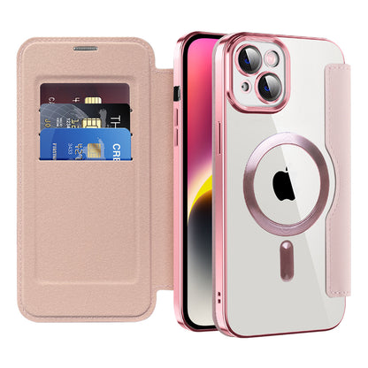 Funda MagSafe para Apple iPhone 14 Plus, Techsuit, SmartMag Book, Rosa