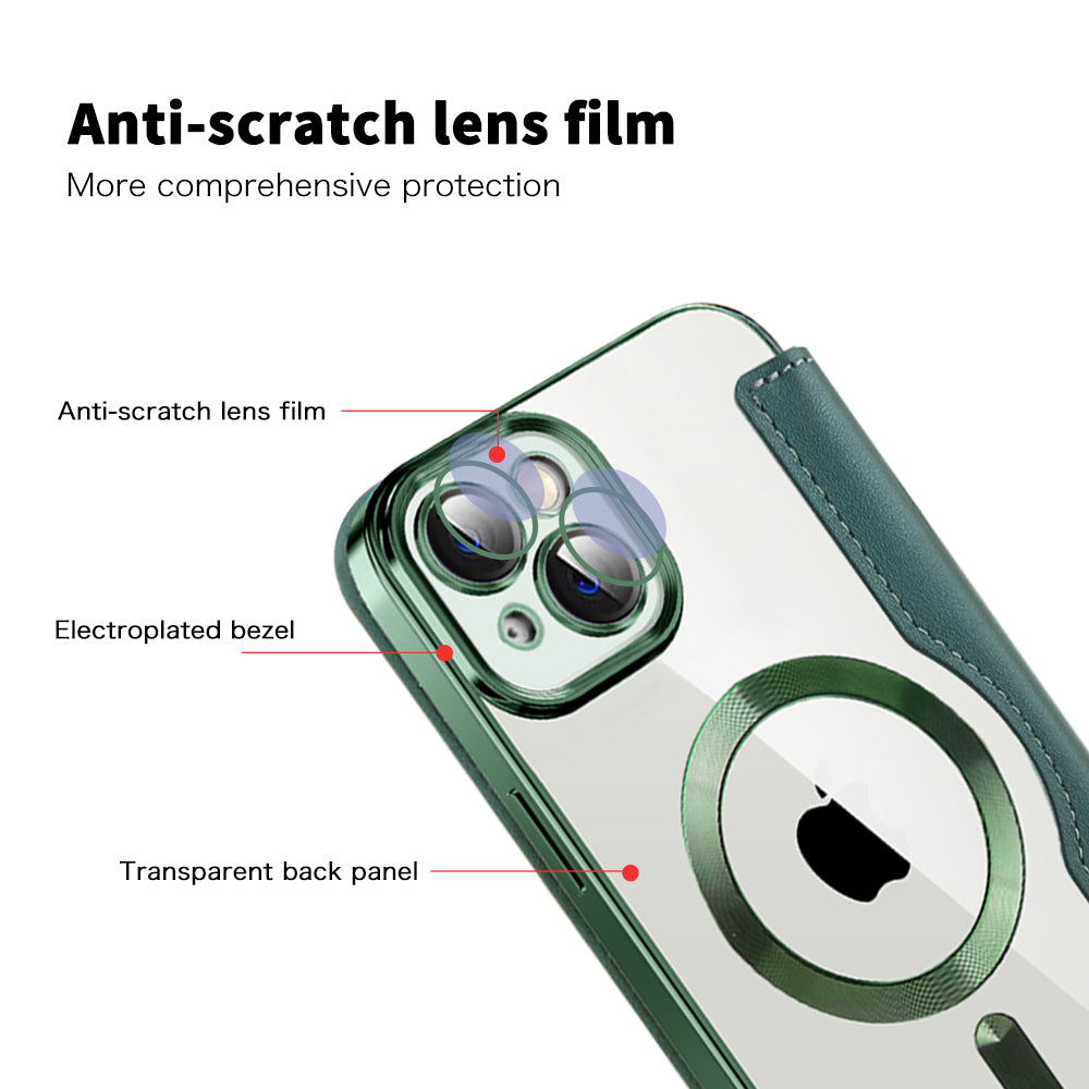 Funda MagSafe para Apple iPhone 14 Plus, Techsuit, SmartMag Book, Verde