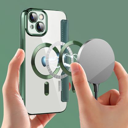 Funda MagSafe para Apple iPhone 14 Plus, Techsuit, SmartMag Book, Verde