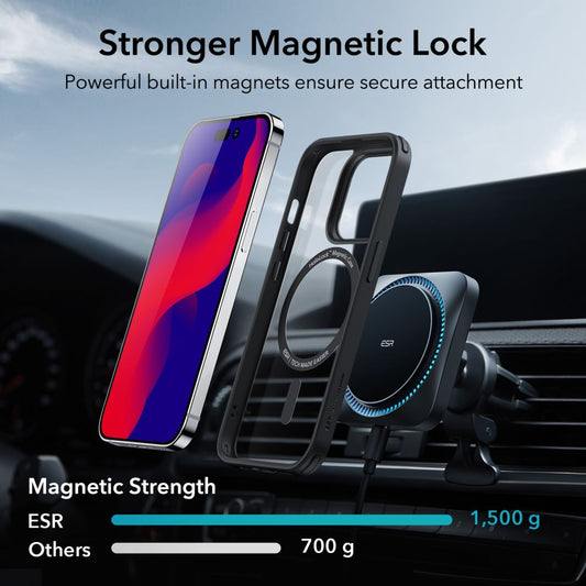 Funda MagSafe para Apple iPhone 14 Pro, ESR, Classic Hybrid, Negra Transparente
