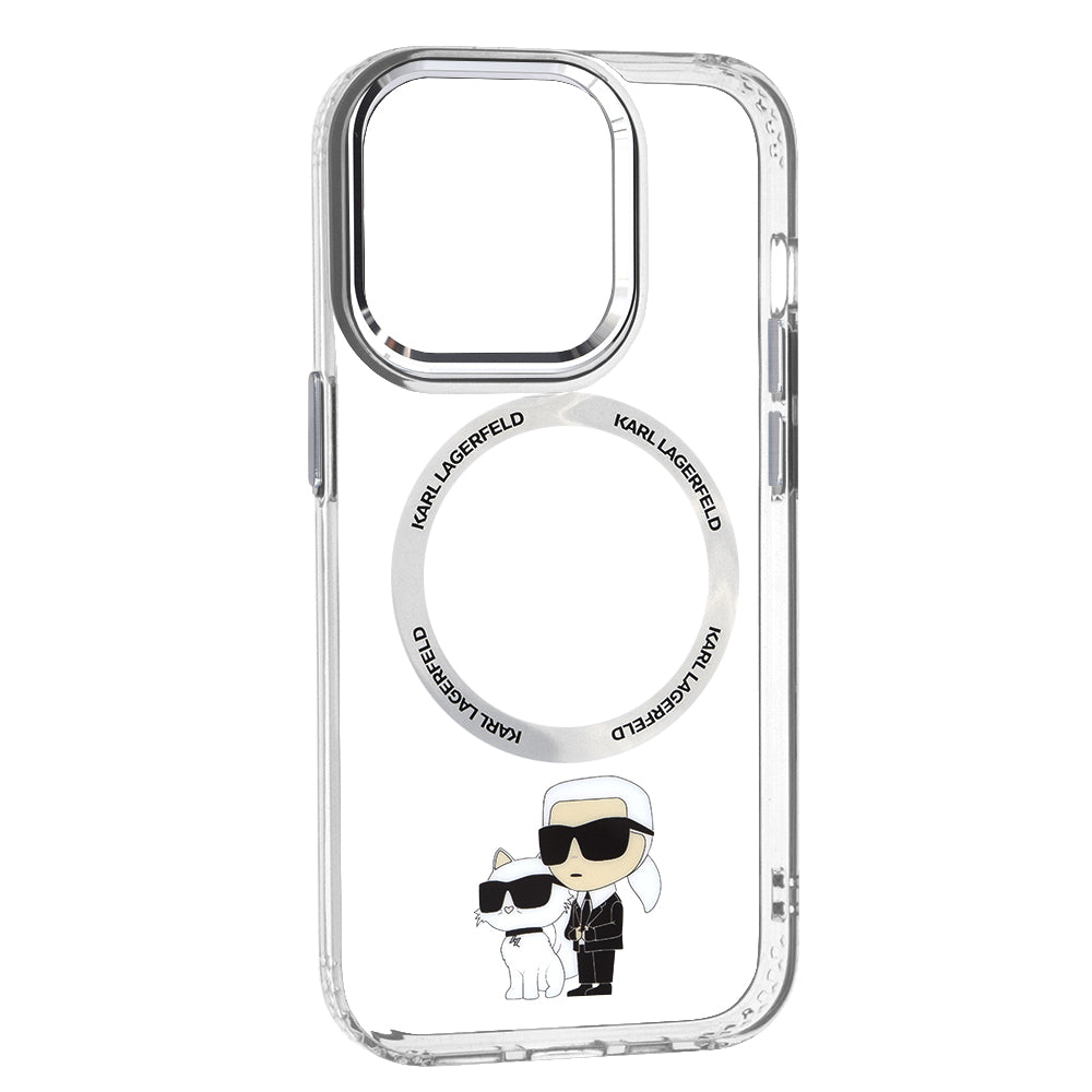 Funda MagSafe para Apple iPhone 14 Pro, Karl Lagerfeld, Ikonik Karl & Choupette, Transparente