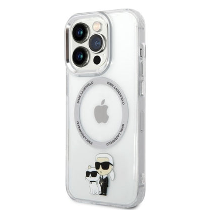 Funda MagSafe para Apple iPhone 14 Pro, Karl Lagerfeld, Ikonik Karl & Choupette, Transparente