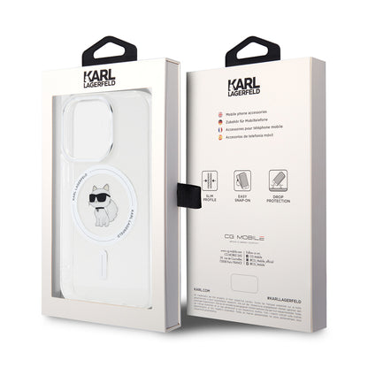 Funda MagSafe para Apple iPhone 14 Pro, Karl Lagerfeld, IML Choupette, Transparente