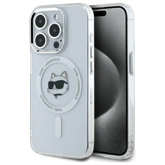 Funda MagSafe para Apple iPhone 14 Pro, Karl Lagerfeld, IML Metal Choupette's Head, Blanca