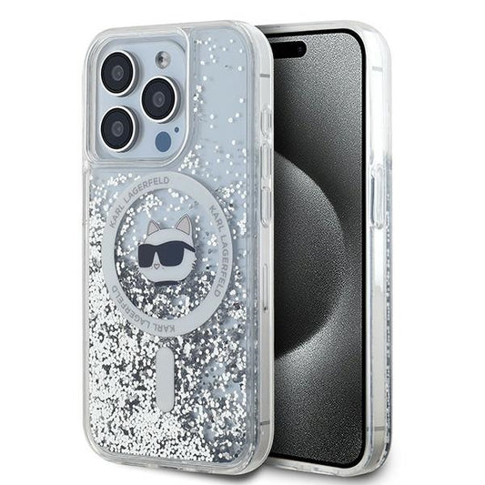 Funda MagSafe para Apple iPhone 14 Pro, Karl Lagerfeld, Liquid Glitter Choupette's Head, Transparente