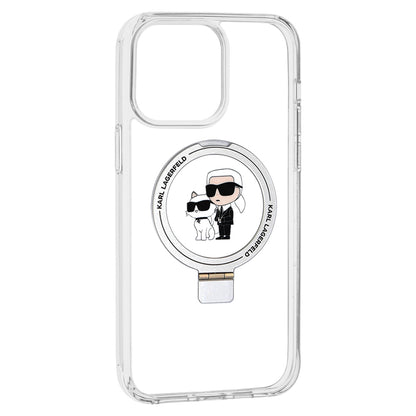 Funda MagSafe para Apple iPhone 14 Pro, Karl Lagerfeld, Ring Stand Karl & Choupette, Blanca