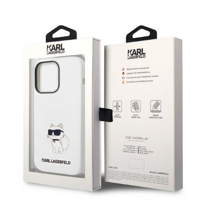 Funda MagSafe para Apple iPhone 14 Pro, Karl Lagerfeld, Silicona Choupette, Blanca