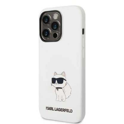 Funda MagSafe para Apple iPhone 14 Pro, Karl Lagerfeld, Silicona Choupette, Blanca