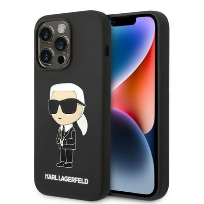 Funda MagSafe para Apple iPhone 14 Pro, Karl Lagerfeld, Silicona Ikonik Karl, Negra