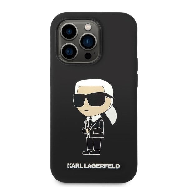 Funda MagSafe para Apple iPhone 14 Pro, Karl Lagerfeld, Silicona Ikonik Karl, Negra