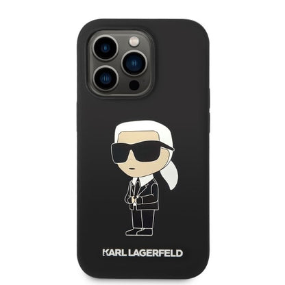 Funda MagSafe para Apple iPhone 14 Pro, Karl Lagerfeld, Silicona Ikonik Karl, Negra