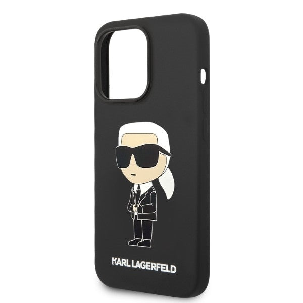 Funda MagSafe para Apple iPhone 14 Pro, Karl Lagerfeld, Silicona Ikonik Karl, Negra