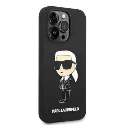 Funda MagSafe para Apple iPhone 14 Pro, Karl Lagerfeld, Silicona Ikonik Karl, Negra