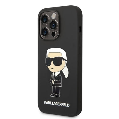 Funda MagSafe para Apple iPhone 14 Pro, Karl Lagerfeld, Silicona Ikonik Karl, Negra