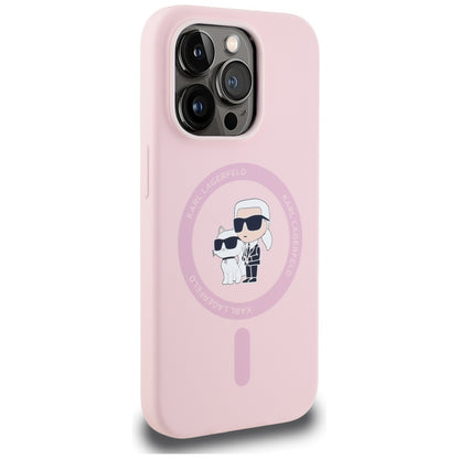 Funda MagSafe para Apple iPhone 14 Pro, Karl Lagerfeld, Silicona Karl & Choupette, Rosa