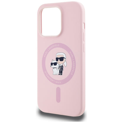 Funda MagSafe para Apple iPhone 14 Pro, Karl Lagerfeld, Silicona Karl & Choupette, Rosa