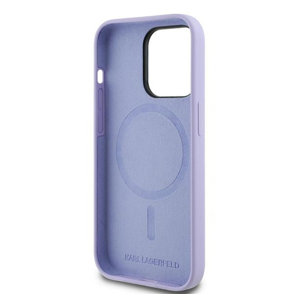 Funda MagSafe para Apple iPhone 14 Pro, Karl Lagerfeld, Anillo de Silicona Karl & Choupette, Morado