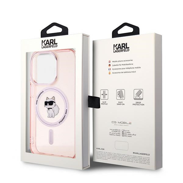 Funda MagSafe para Apple iPhone 14 Pro Max, Karl Lagerfeld, IML Choupette, Rosa.