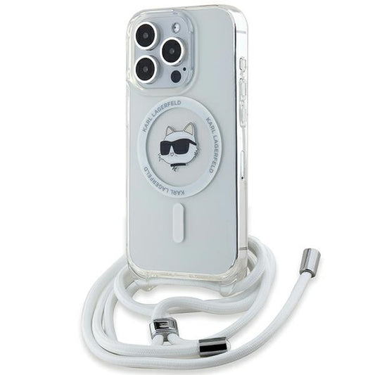 Funda MagSafe para Apple iPhone 14 Pro Max, Karl Lagerfeld, IML Crossbody Choupette's Head with Strap, Transparente