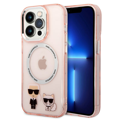 Funda MagSafe para Apple iPhone 14 Pro Max, Karl Lagerfeld, Karl & Choupette Aluminium, Rosa