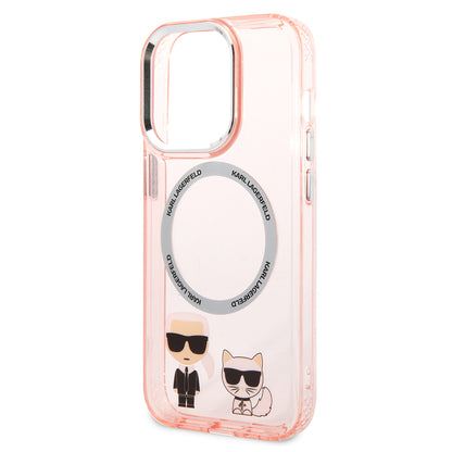 Funda MagSafe para Apple iPhone 14 Pro Max, Karl Lagerfeld, Karl & Choupette Aluminium, Rosa