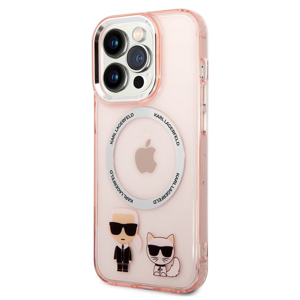 Funda MagSafe para Apple iPhone 14 Pro Max, Karl Lagerfeld, Karl & Choupette Aluminium, Rosa