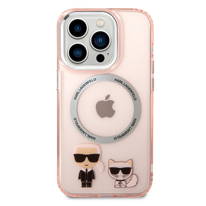 Funda MagSafe para Apple iPhone 14 Pro Max, Karl Lagerfeld, Karl & Choupette Aluminium, Rosa
