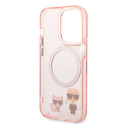 Funda MagSafe para Apple iPhone 14 Pro Max, Karl Lagerfeld, Karl & Choupette Aluminium, Rosa