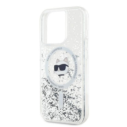 Funda MagSafe para Apple iPhone 14 Pro Max, Karl Lagerfeld, Liquid Glitter Choupette's Head, Transparente