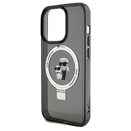 Funda MagSafe para Apple iPhone 14 Pro Max, Karl Lagerfeld, Ring Stand Karl & Choupette, Negra