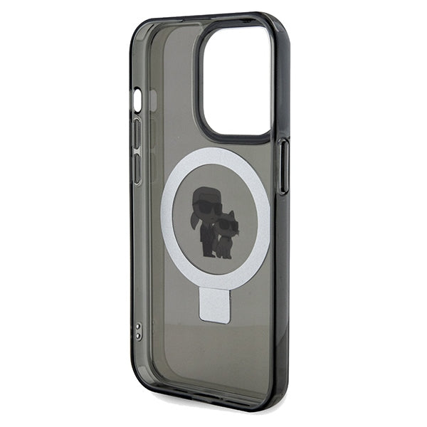 Funda MagSafe para Apple iPhone 14 Pro Max, Karl Lagerfeld, Ring Stand Karl & Choupette, Negra