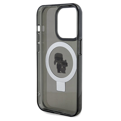 Funda MagSafe para Apple iPhone 14 Pro Max, Karl Lagerfeld, Ring Stand Karl & Choupette, Negra