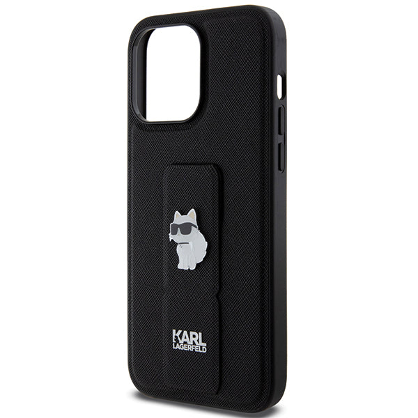 Funda MagSafe para Apple iPhone 14 Pro Max, Karl Lagerfeld, Saffiano Gripstand Choupette, Negra