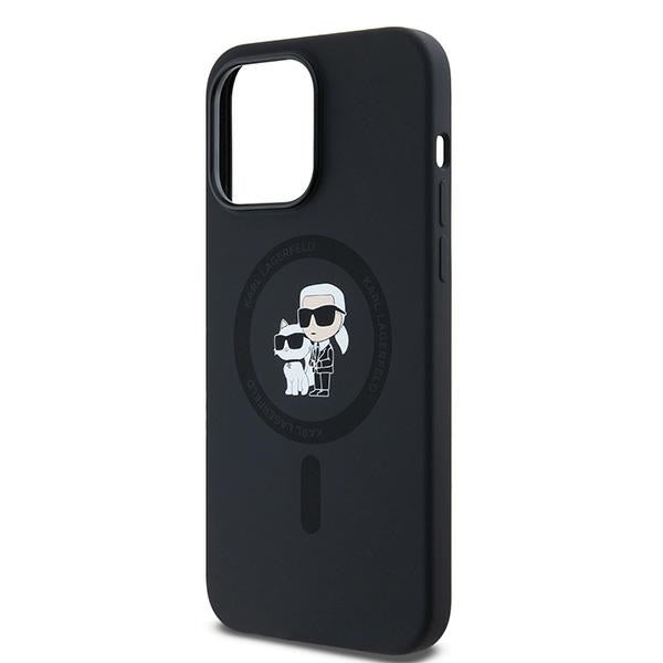 Funda MagSafe para Apple iPhone 14 Pro Max, Karl Lagerfeld, Silicona Karl & Choupette, Negra