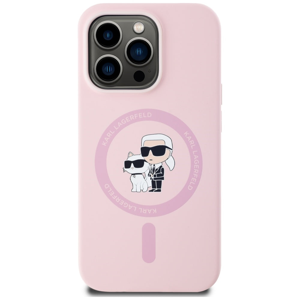 MagSafe Case for Apple iPhone 14 Pro Max, Karl Lagerfeld, Karl & Choupette Silicone, Pink