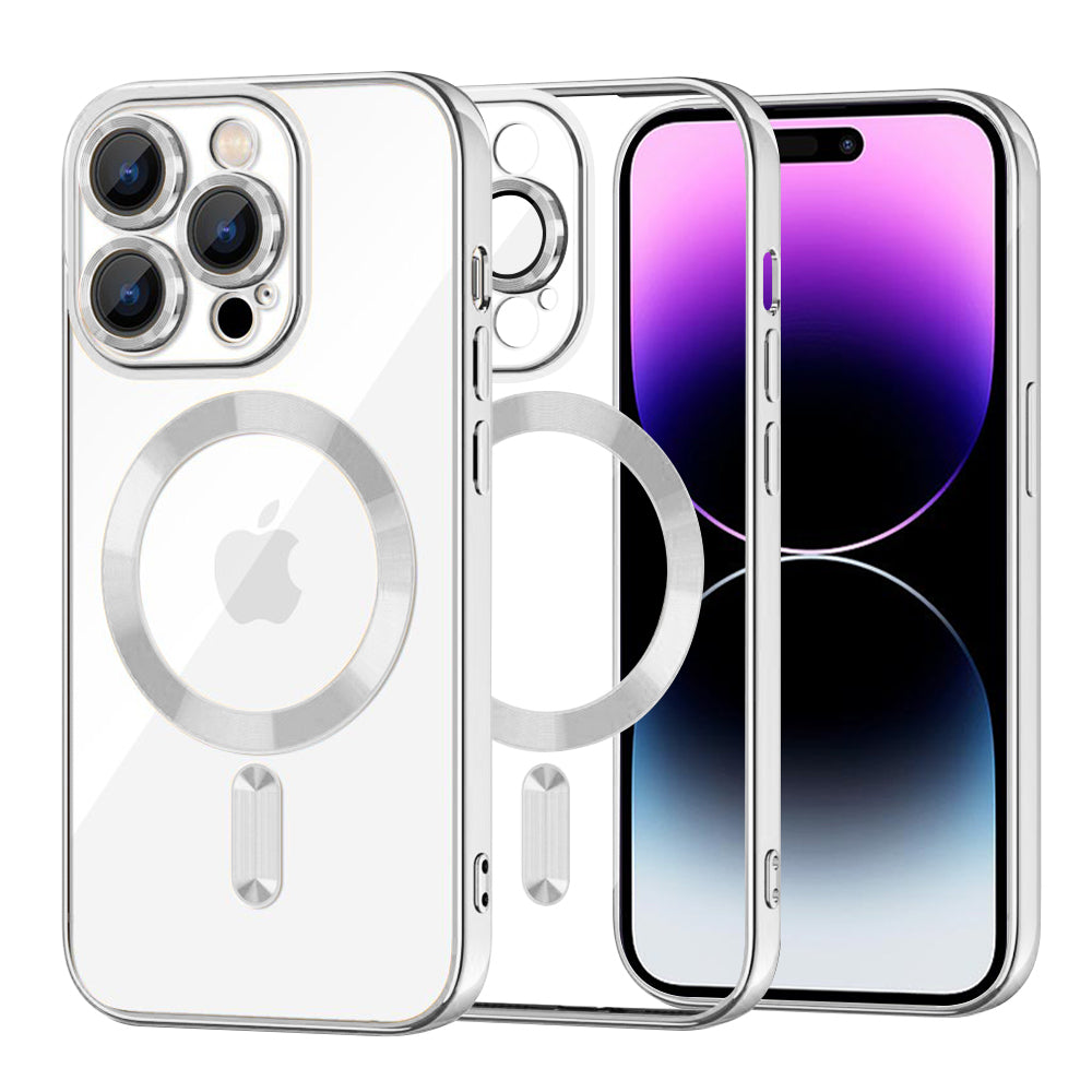 Funda MagSafe para Apple iPhone 14 Pro Max, Techsuit, Luxury Crystal, Plateada