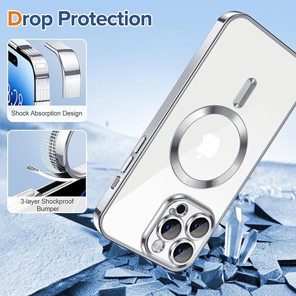 Funda MagSafe para Apple iPhone 14 Pro Max, Techsuit, Luxury Crystal, Plateada