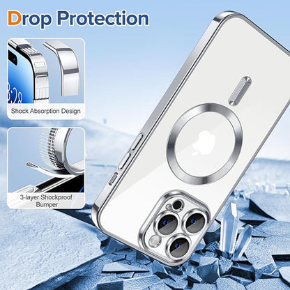 Funda MagSafe para Apple iPhone 14 Pro Max, Techsuit, Luxury Crystal, Plateada